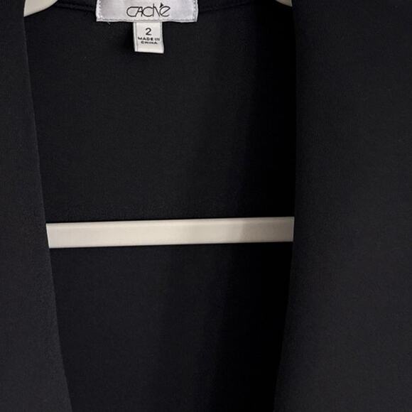 Cache Black Fitted Single Button Blazer Career Office Size Women's 2 - Picture 6 of 7